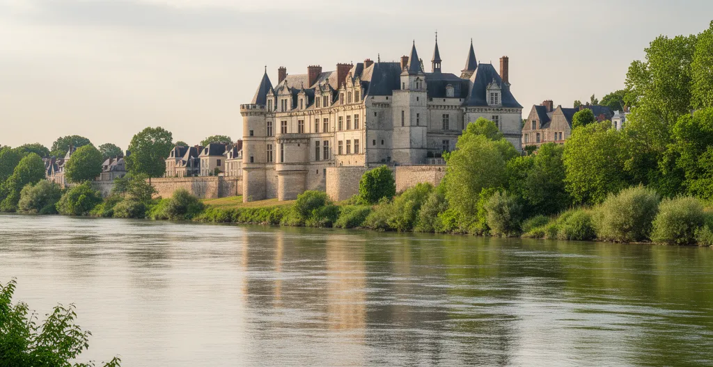 Vue panoramique de Blois avec le château royal et la Loire